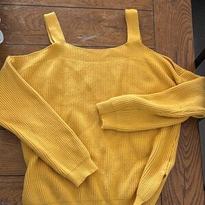 Yellow Ribbed Knit Sweater